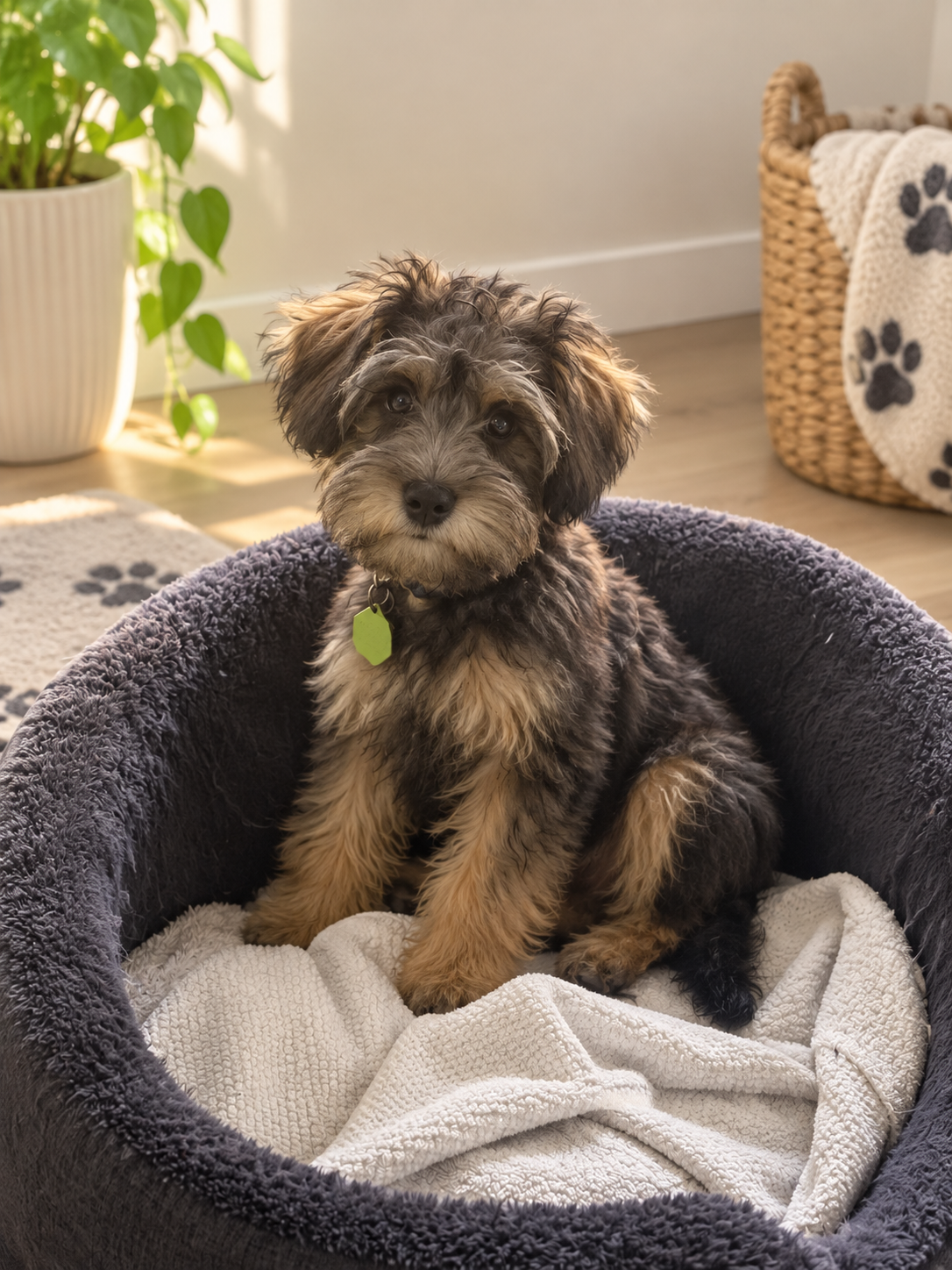 Small puppy after grooming